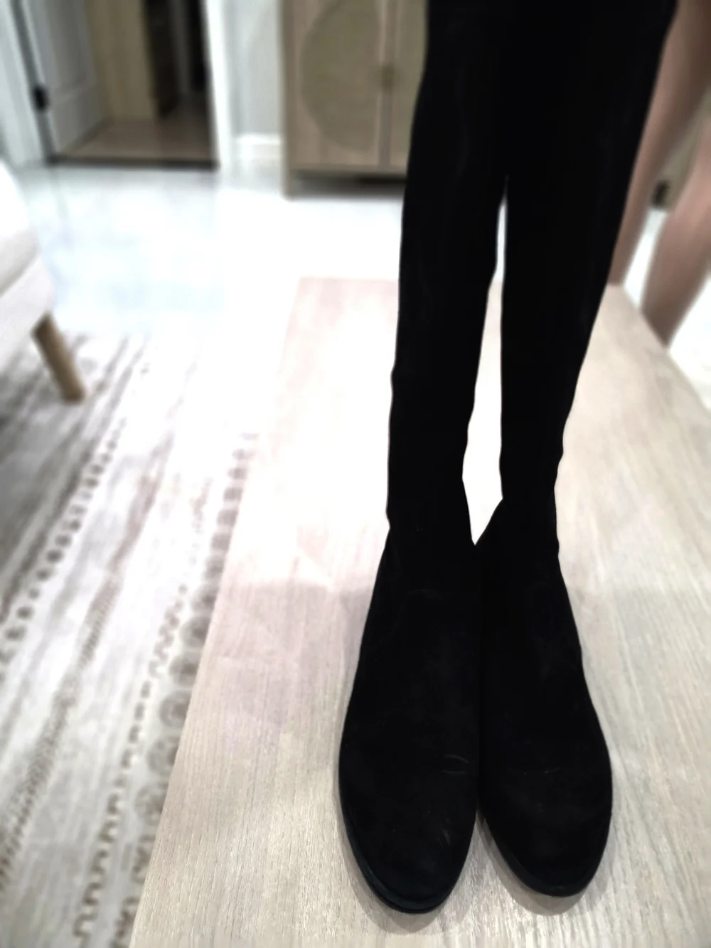 Stuart Weitzman Black Suede Over the Knee Boots Size 9.5 Flat OTK